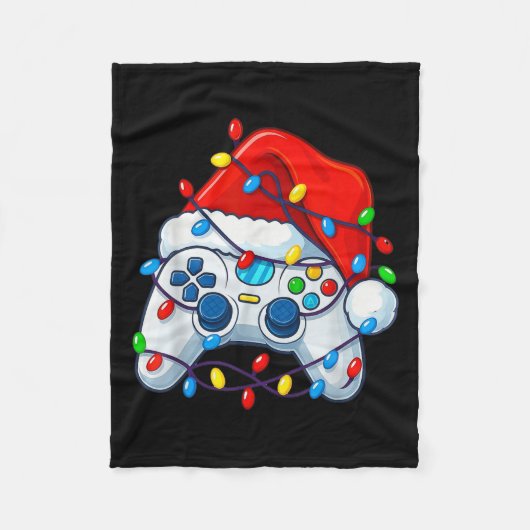 Couverture Polaire Video Game Controller Christmas Santa Hat Gamer Fu (Devant)