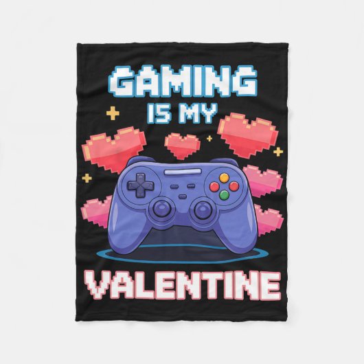 Couverture Polaire Video Game Controller Pixel Hearts For Valentine's (Devant)