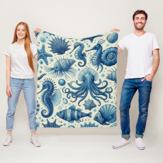Couverture Polaire Vie marine vintage Animaux Motif