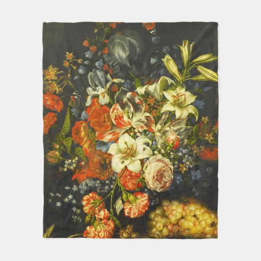 Couverture Polaire Vie morte avec fleurs et fruits (Devant)