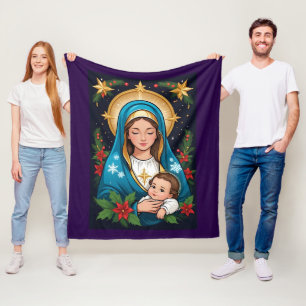 Couverture Polaire Vierge catholique chrétienne Marie Noël