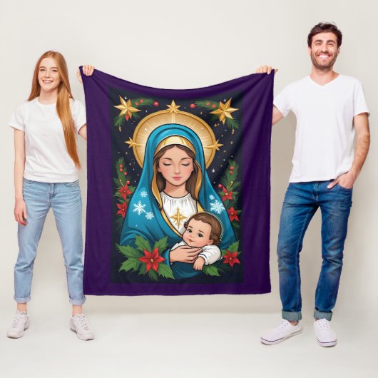 Couverture Polaire Vierge catholique chrétienne Marie Noël (En situation)