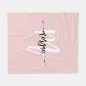 Couverture Polaire Vierge rose moderne Script Girl Monogramme Nom (Devant (Horizontal))