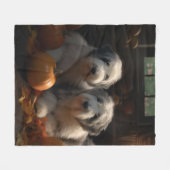 Couverture Polaire Vieux anglais Sheepdog Chiot Chiot Automne Citroui (Devant (Horizontal))