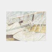 Couverture Polaire Vieux avions anciens Biplanes Fleece Blanche (Devant (Horizontal))
