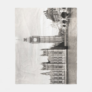 Couverture Polaire Vieux Londres, noir et blanc.