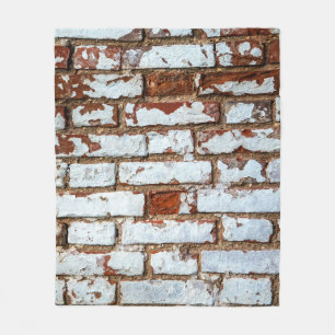 Couverture Polaire Vieux mur vintage en briques avec plaste blanc par
