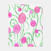 Couverture Polaire Vignes vert et rose (Devant)