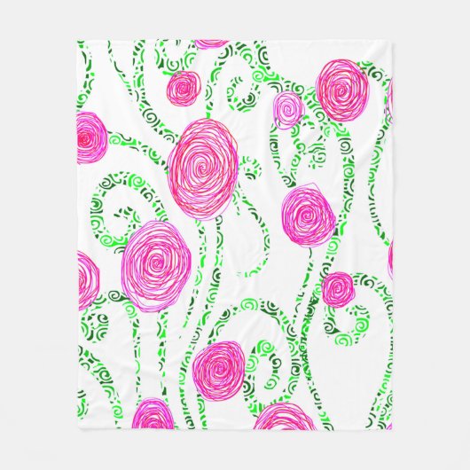 Couverture Polaire Vignes vert et rose (Devant)