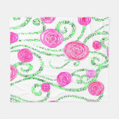 Couverture Polaire Vignes vert et rose (Devant (Horizontal))