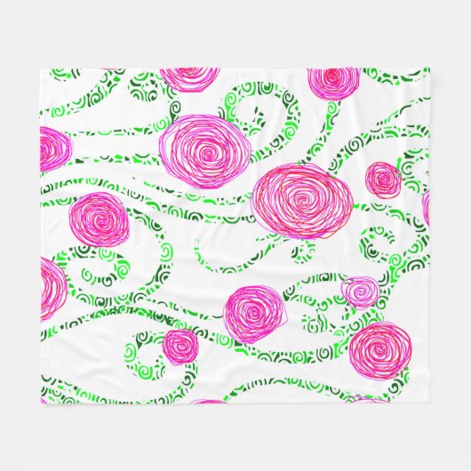Couverture Polaire Vignes vert et rose (Devant (Horizontal))