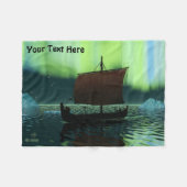 Couverture Polaire Viking Navire Et Lumières Du Nord (Devant (Horizontal))