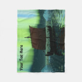 Couverture Polaire Viking Navire Et Lumières Du Nord (Devant)