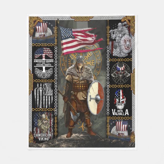 Couverture Polaire Viking Warrior Pour Le Drapeau Américain (Devant)