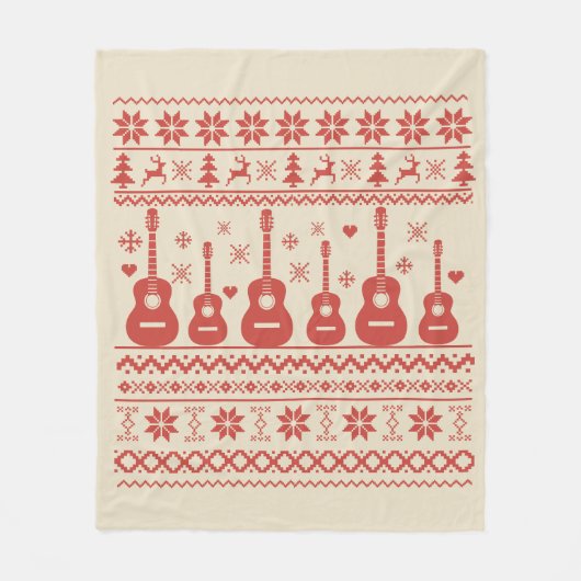 Couverture Polaire Vilain joyeux pull de Noël guitare acoustique (Devant)