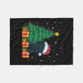 Couverture Polaire Vilain Noir Labrador Santa Hat Feux de Noël Chien (Devant (Horizontal))