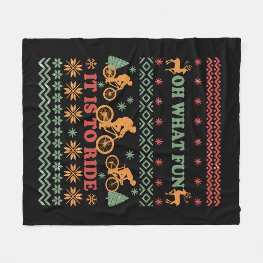 Couverture Polaire Vilain pull Joyeux Noël à vélo (Devant (Horizontal))