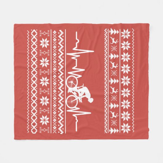 Couverture Polaire Vilain pull Joyeux Noël à vélo (Devant (Horizontal))