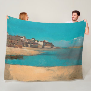 Couverture Polaire Village en bord de mer en Bretagne par Odilon Redo