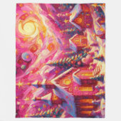 Couverture Polaire Village Hot Rose Maison de Noël Motifs vacances (Devant)