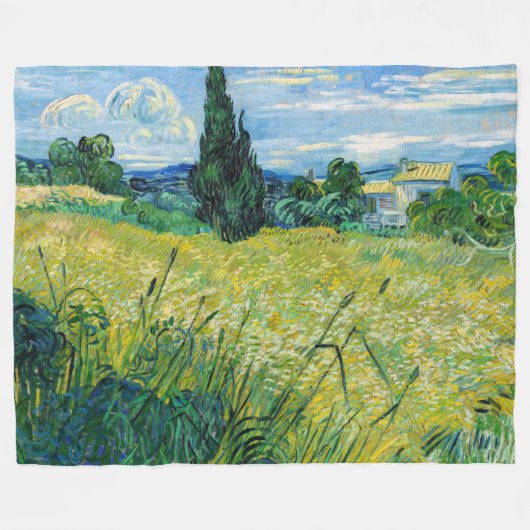 Couverture Polaire Vincent van Gogh - Champ de blé vert avec Cypress (Devant (Horizontal))
