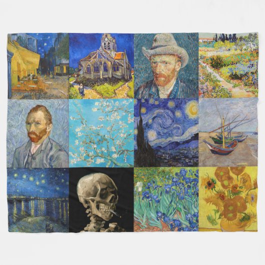 Couverture Polaire Vincent van Gogh - chefs-d'oeuvre Mosaic Patchwork (Devant (Horizontal))