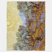 Couverture Polaire Vincent van Gogh - Oliviers, Ciel Jaune et Soleil (Devant)
