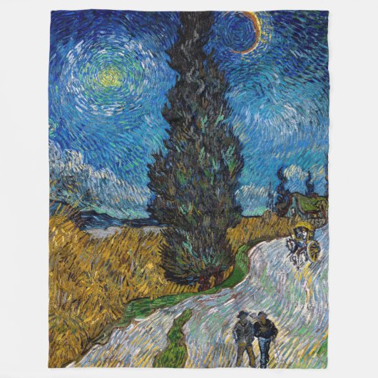 Couverture Polaire Vincent van Gogh - Route avec Cypress et Star (Devant)