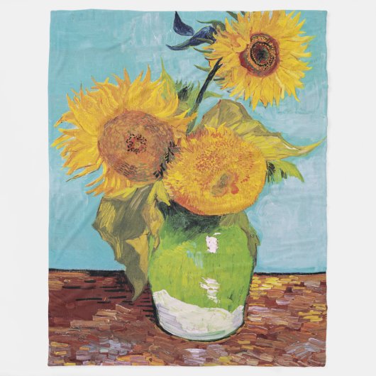 Couverture Polaire Vincent Van Gogh - Trois tournesols dans un vase (Devant)