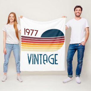 Couverture Polaire Vintage 1977 Rayure Rétro 50e Anniversaire Soleil