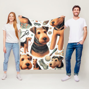 Couverture Polaire Vintage Airedale Terrier sans fil