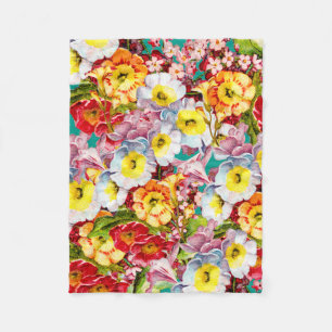 Couverture Polaire Vintage Art Floral Motif Fleurs de printemps Primr