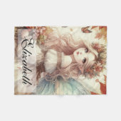 Couverture Polaire Vintage automne Fée avec feuilles d'automne (Devant (Horizontal))