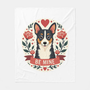 Couverture Polaire Vintage Be Mine Corgi Saint-Valentin Floral Art Po