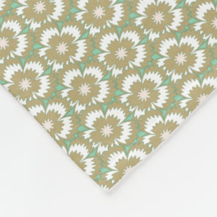 Couverture Polaire Vintage beige et vert fleuri Dianthus Barbatus
