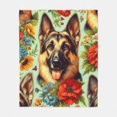 Couverture Polaire Vintage berger allemand floral (Devant)
