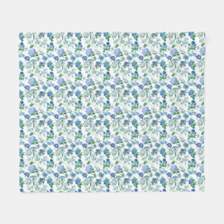Couverture Polaire Vintage Blue Flowers Fleece Blanket