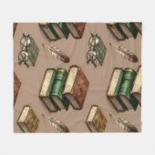 Couverture Polaire Vintage Books Feathers Glasses Pattern (Devant (Horizontal))