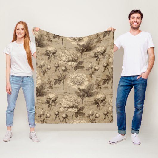 Couverture Polaire Vintage Botanical Floral Pattern (2) (En situation)