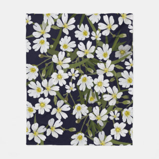 Couverture Polaire vintage brushless floral pattern with white field