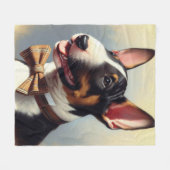 Couverture Polaire Vintage Bull Terrier Peinture Portrait (Devant (Horizontal))