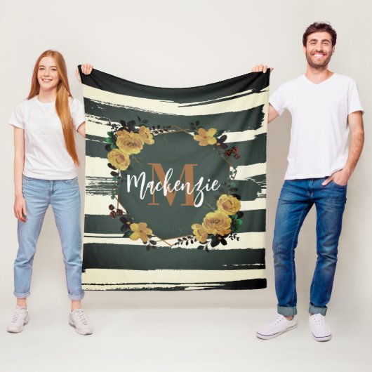 Couverture Polaire Vintage cadre floral (En situation)