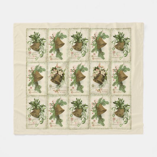 Couverture Polaire Vintage Christmas Bells Vintage Floece Blanche (Devant (Horizontal))