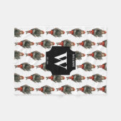 Couverture Polaire Vintage Christmas Girl & Holly Berries Monogramme (Devant (Horizontal))