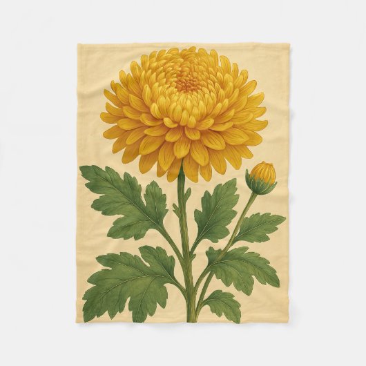 Couverture Polaire Vintage Chrysanthemum on Weathered Paper (Devant)