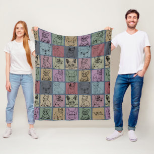 Couverture Polaire Vintage Cosy French Bulldog Blanket cadeau