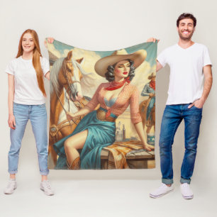 Couverture Polaire Vintage Cowgirl