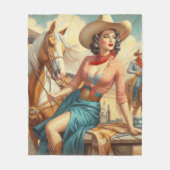 Couverture Polaire Vintage Cowgirl (Devant)