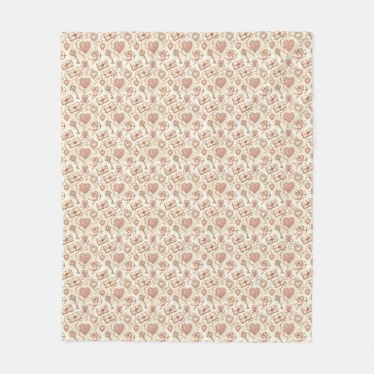 Couverture Polaire Vintage Cupid Love Pattern (Devant)