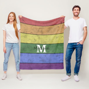Couverture Polaire Vintage drapeau LGBT orgueil écarlate arc-en-ciel 